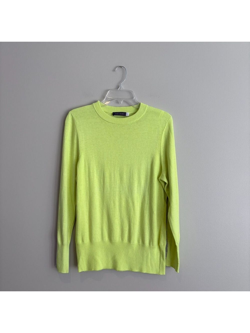 Mint Velvet Vibrant Lime Crew Neck Cashmere Blend Sweater